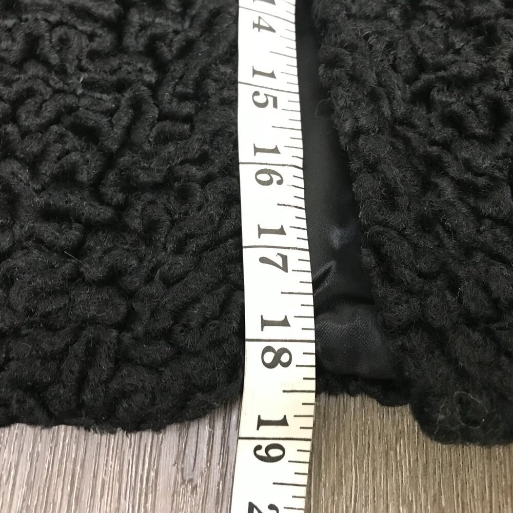 VTG Womens 4-6 Black Persian Lamb Fur Coat Mink Trim Cropped Event Wedding - Picture 6 of 8